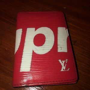 supreme louis vuitton collab epi leather wallet